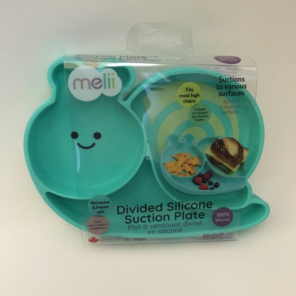NEW Melii Divided Silicone Suction Plate Microwave and Freezer Safe
